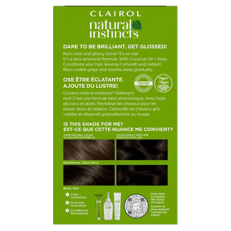 slide 2 of 8, Natural Instincts Clairol Demi-Permanent Hair Color Cream Kit - 2SB, Soft Black, 1 ct