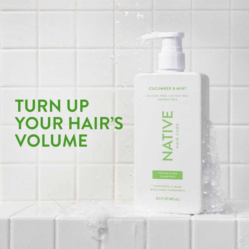 slide 2 of 12, Native Vegan Cucumber & Mint Natural Volume Shampoo, Clean, Sulfate, Paraben and Silicone Free - 16.5 fl oz, 16.5 fl oz