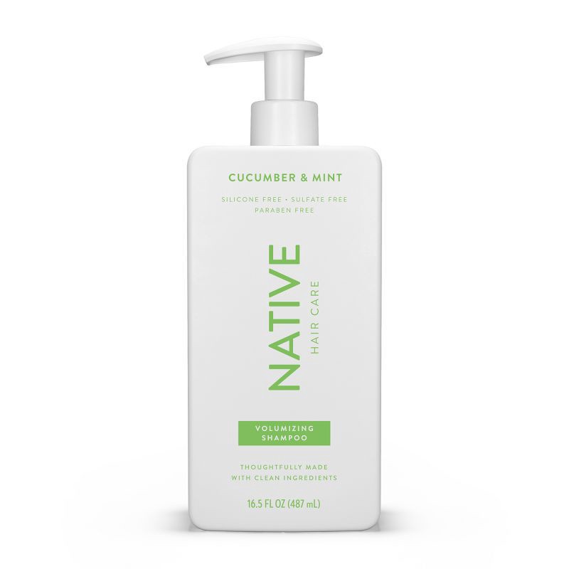 slide 2 of 8, Native Vegan Cucumber & Mint Natural Volume Shampoo, Clean, Sulfate, Paraben and Silicone Free - 16.5 fl oz, 16.5 fl oz