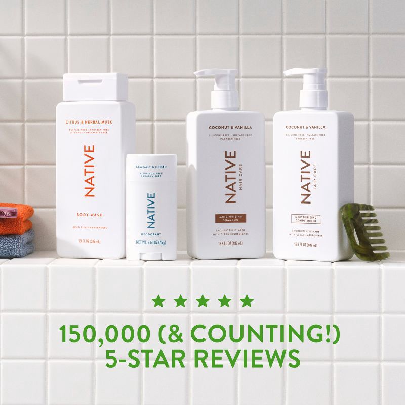 slide 10 of 12, Native Vegan Cucumber & Mint Natural Volume Shampoo, Clean, Sulfate, Paraben and Silicone Free - 16.5 fl oz, 16.5 fl oz