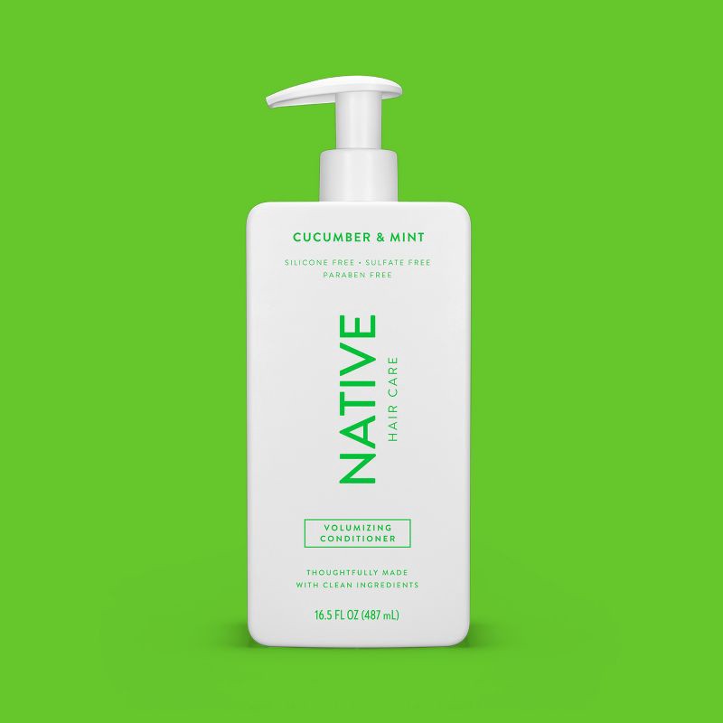 slide 9 of 11, Native Vegan Cucumber & Mint Natural Volume Conditioner, Clean, Sulfate, Paraben and Silicone Free - 16.5 fl oz, 16.5 fl oz