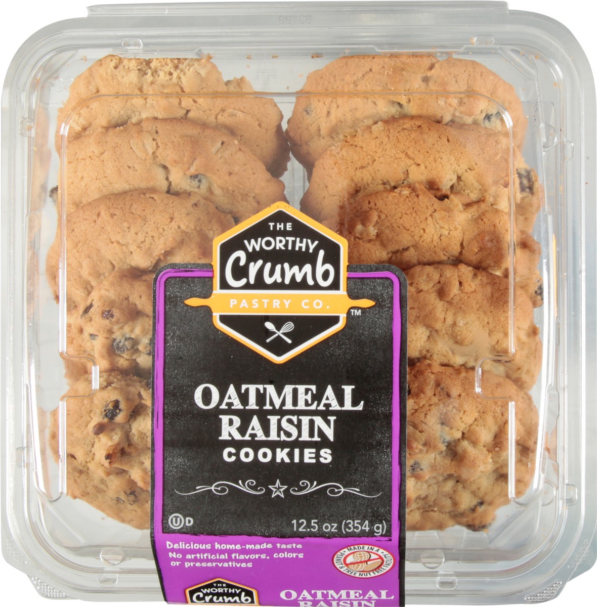 slide 5 of 13, The Worthy Crumb Oatmeal Raisin Cookies 12.5 oz, 12.5 oz
