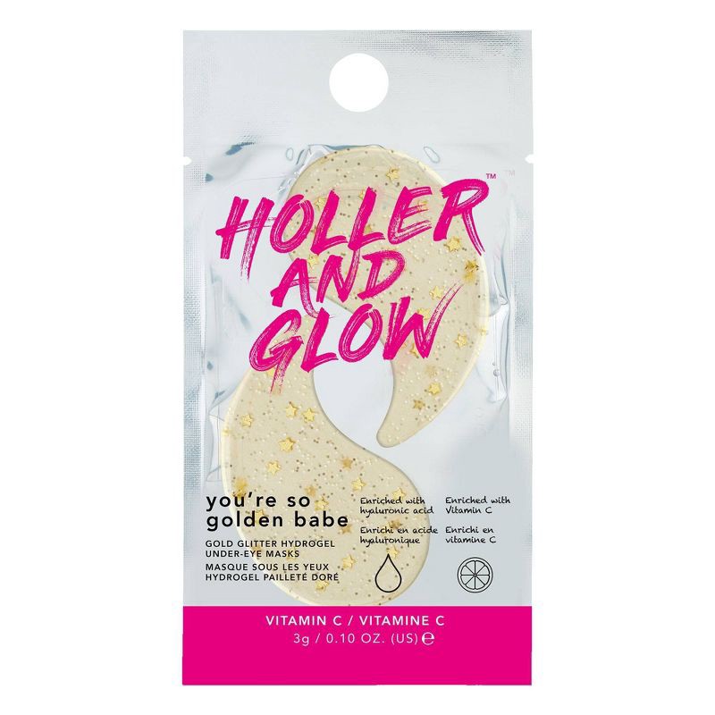 slide 1 of 6, Holler and Glow You're So Golden Babe Under Eye Masks - 0.09oz/2pc, 0.09 oz, 2 ct