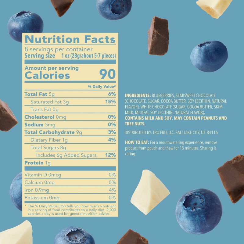 slide 2 of 7, Tru Fru Frozen Whole Blueberries Immersed White & Dark Chocolate - 8oz, 8 oz