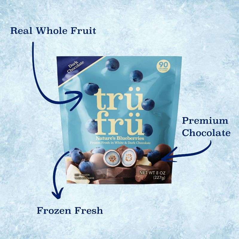 slide 4 of 5, Tru Fru Frozen Whole Blueberries Immersed White & Dark Chocolate - 8oz, 8 oz