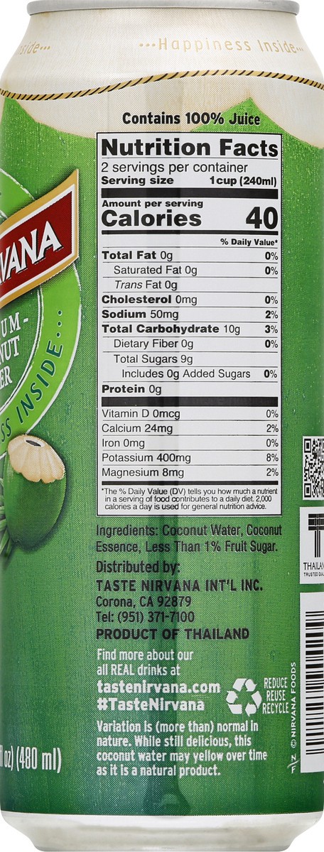 slide 8 of 9, Taste Nirvana Premium Coconut Water 16.2 oz, 16.2 oz