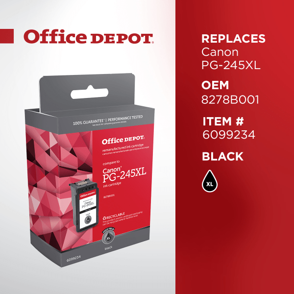 slide 4 of 5, Office Depot Brand Odpg245Xl (Canon Pixma Pg-245Xl / 8278B001) High-Yield Remanufactured Black Ink Cartridge, 1 ct