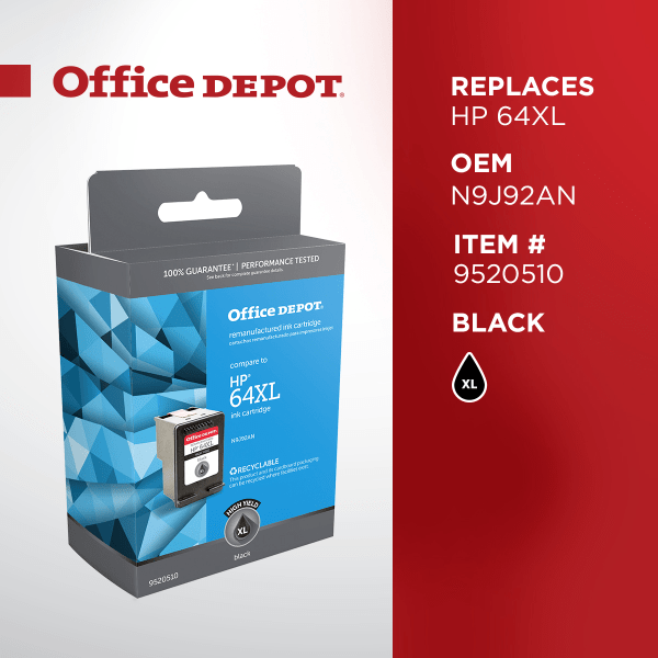 slide 3 of 5, Office Depot Od64Xlb (Hp 64Xl / N9J92An) Remanufactured High-Yield Black Ink Cartridge, 1 ct