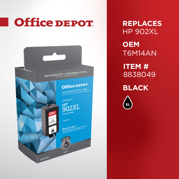 slide 2 of 5, Office Depot Brand Od902Xlbnv3 (Hp 902Xl) High-Yield Remanufactured Black Ink Cartridge, 1 ct