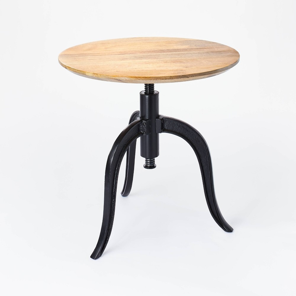 slide 3 of 5, Threshold designed w/Studio McGee Round Wood End Table with Adjustable Height Brown - Threshold designed with Studio McGee, 1 ct