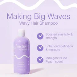 Function of Beauty Custom Wavy Hair Shampoo Base with Fermented Rice Water - 11 fl oz: Paraben-Free, Sulfate-Free, Peach Scent