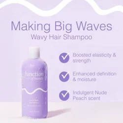 Function of Beauty Custom Wavy Hair Shampoo Base with Fermented Rice Water - 11 fl oz: Paraben-Free, Sulfate-Free, Peach Scent