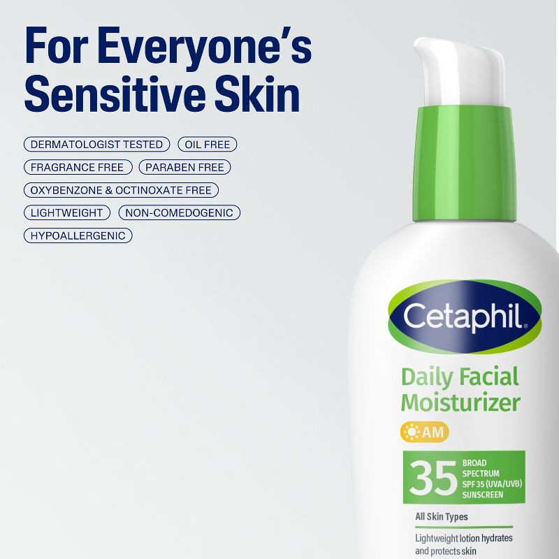 slide 7 of 8, Cetaphil Daily Face Moisturizer Sunscreen Lotion - SPF 35 - 3 fl oz, 35 x 3 fl oz
