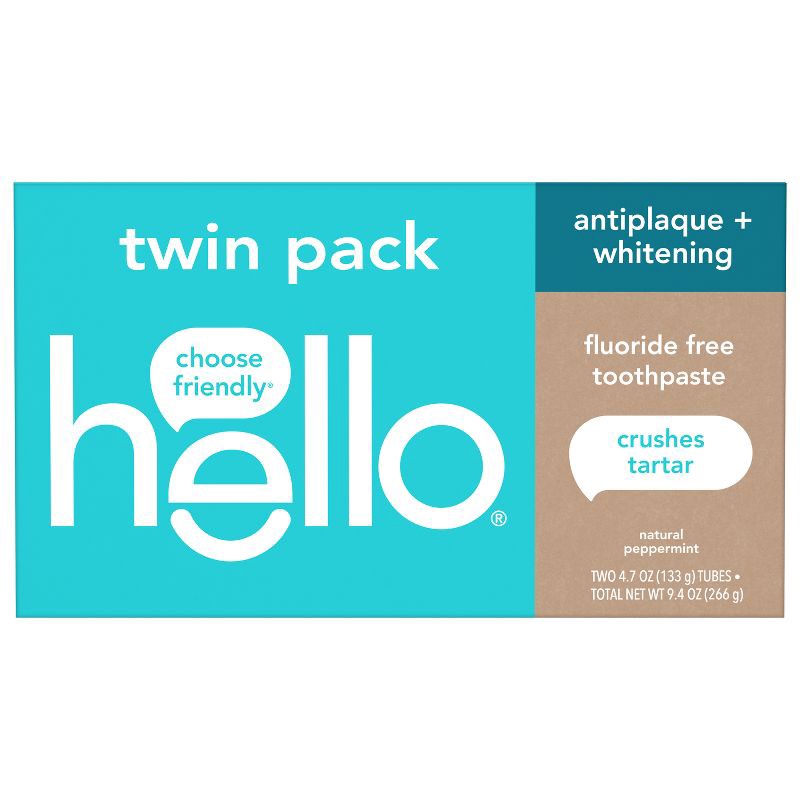 slide 9 of 12, hello Antiplaque and Whitening Fluoride-Free Toothpaste , SLS Free and Vegan - 4.7oz/2pk, 4.7 oz, 2 ct
