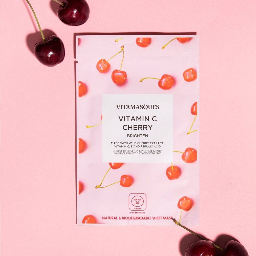 slide 3 of 4, Vitamasques Vitamin C Cherry Sheet Mask, 0.71 fl oz