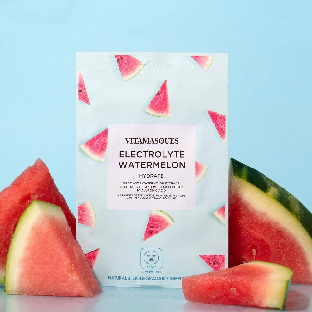 slide 3 of 4, Vitamasques Electrolyte Hydrating Watermelon Sheet Mask, 0.71 fl oz