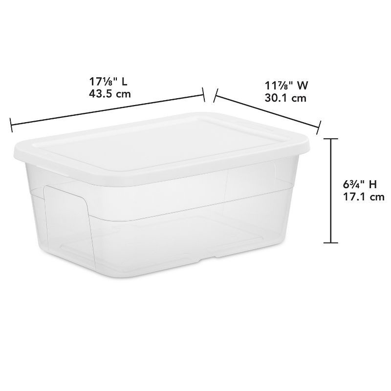 slide 12 of 12, 16qt Clear Storage Box with Lid White - Room Essentials™: Plastic, Portable, Stackable, Snap Closure, Universal Storage, 16 qt