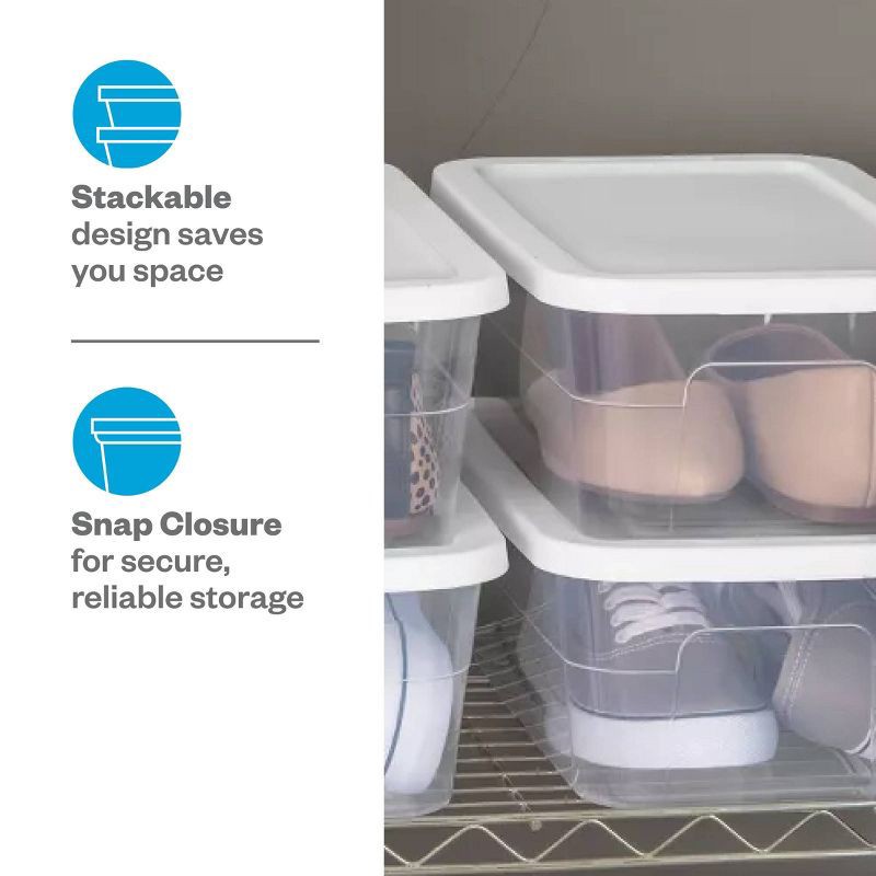 slide 5 of 12, 16qt Clear Storage Box with Lid White - Room Essentials™: Plastic, Portable, Stackable, Snap Closure, Universal Storage, 16 qt