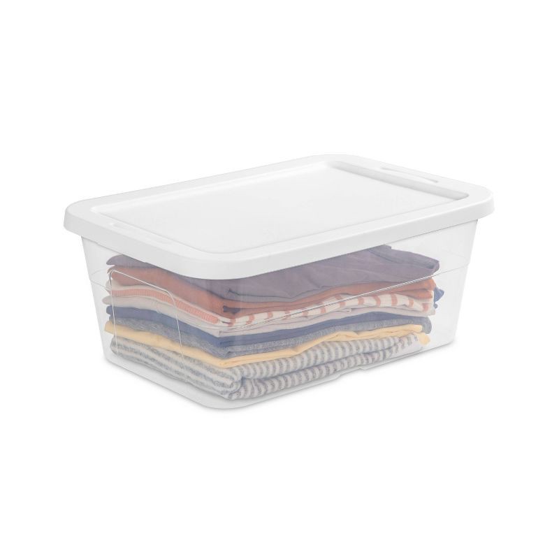 slide 7 of 12, 16qt Clear Storage Box with Lid White - Room Essentials™: Plastic, Portable, Stackable, Snap Closure, Universal Storage, 16 qt