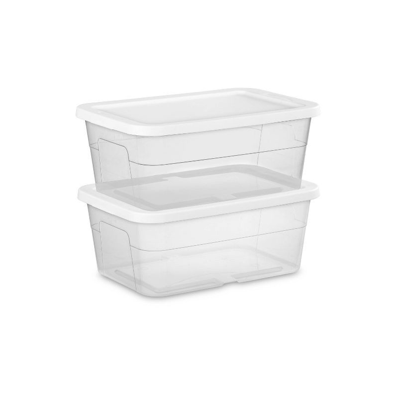 slide 11 of 12, 16qt Clear Storage Box with Lid White - Room Essentials™: Plastic, Portable, Stackable, Snap Closure, Universal Storage, 16 qt