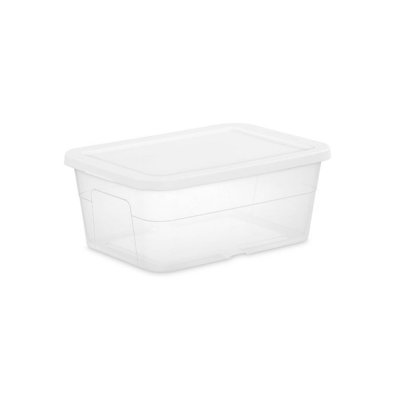 slide 1 of 11, 16qt Clear Storage Box with Lid White - Room Essentials™: Plastic, Portable, Stackable, Snap Closure, Universal Storage, 16 qt