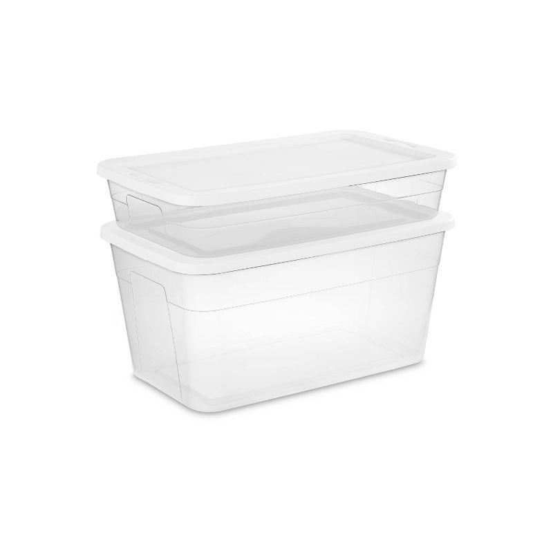 slide 12 of 13, 90qt Clear Storage Box White - Room Essentials™: Plastic, Portable, Lidded, Stackable, Snap Closure, Universal Storage, 90 qt