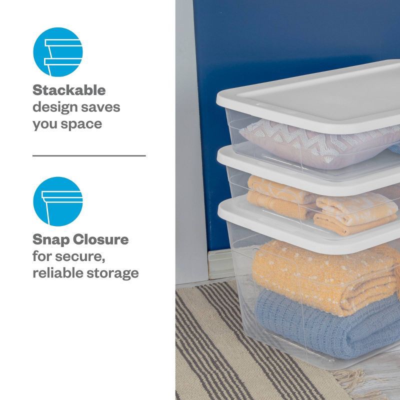 slide 4 of 13, 90qt Clear Storage Box White - Room Essentials™: Plastic, Portable, Lidded, Stackable, Snap Closure, Universal Storage, 90 qt