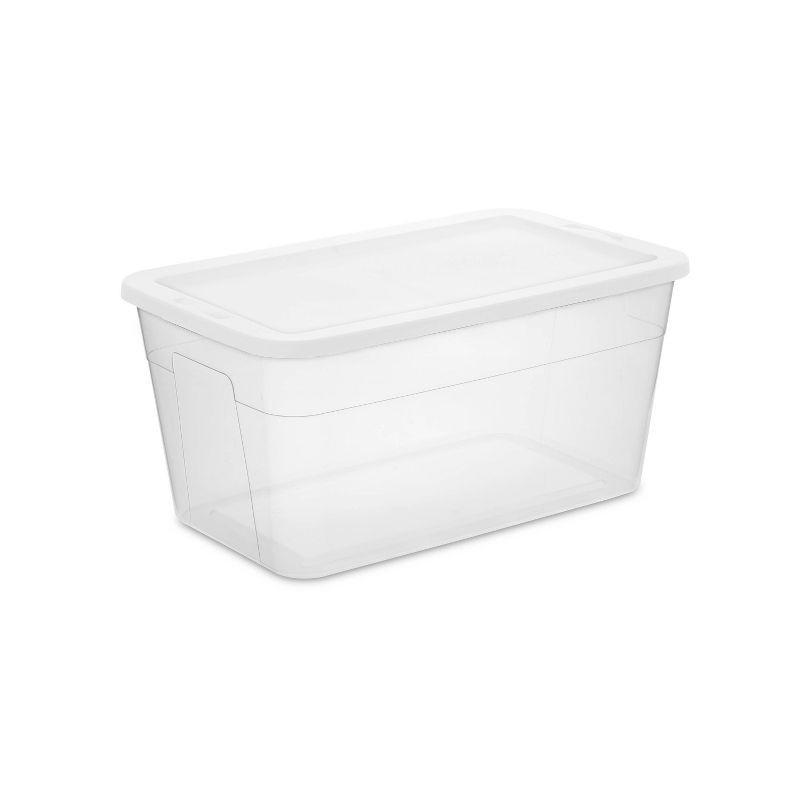 slide 1 of 12, 90qt Clear Storage Box White - Room Essentials™: Plastic, Portable, Lidded, Stackable, Snap Closure, Universal Storage, 90 qt