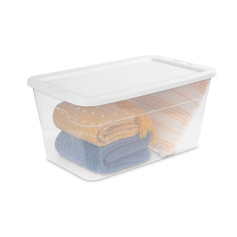 slide 2 of 13, 90qt Clear Storage Box White - Room Essentials™: Plastic, Portable, Lidded, Stackable, Snap Closure, Universal Storage, 90 qt