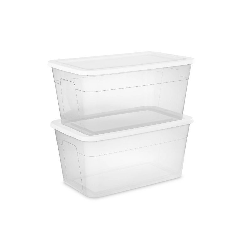 slide 11 of 13, 90qt Clear Storage Box White - Room Essentials™: Plastic, Portable, Lidded, Stackable, Snap Closure, Universal Storage, 90 qt