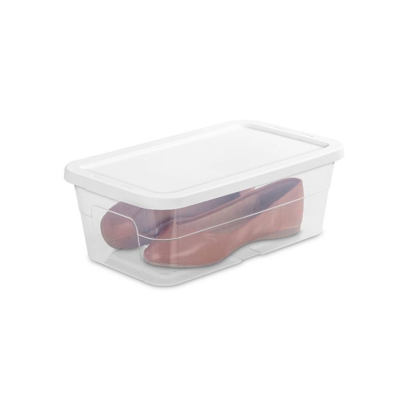 slide 7 of 12, 6qt Clear Storage Box White - Room Essentials™: Plastic Storage Container, Stackable, Lidded, Portable, Snap Closure, 6 qt