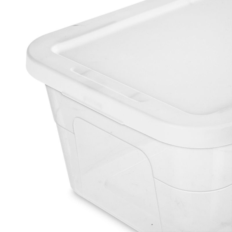 slide 10 of 12, 6qt Clear Storage Box White - Room Essentials™: Plastic Storage Container, Stackable, Lidded, Portable, Snap Closure, 6 qt