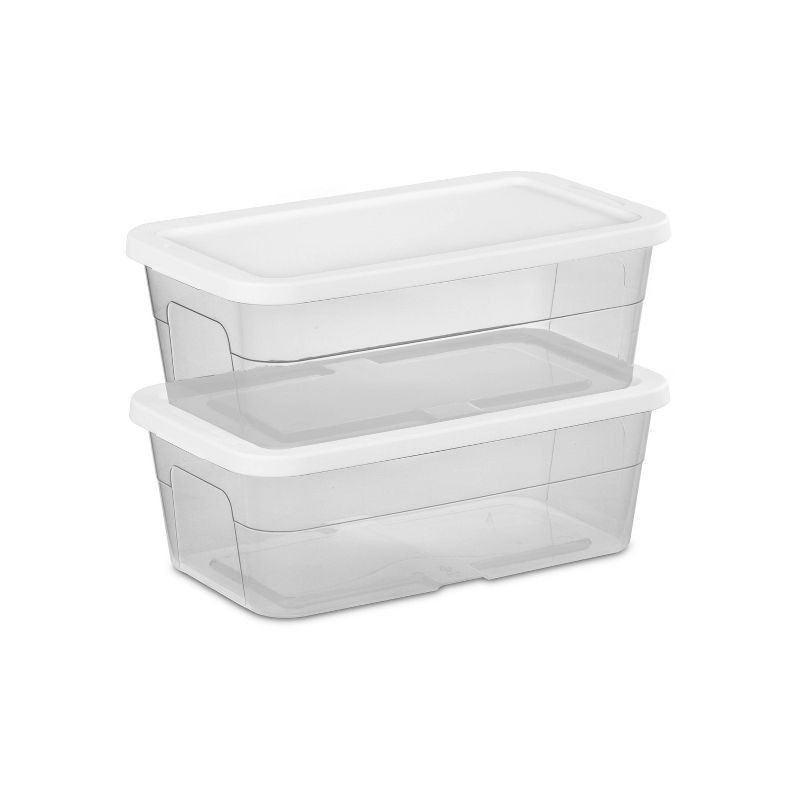 slide 11 of 12, 6qt Clear Storage Box White - Room Essentials™: Plastic Storage Container, Stackable, Lidded, Portable, Snap Closure, 6 qt