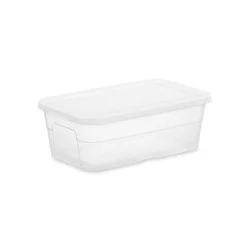 6qt Clear Storage Box White - Room Essentials™: Plastic Storage Container, Stackable, Lidded, Portable, Snap Closure