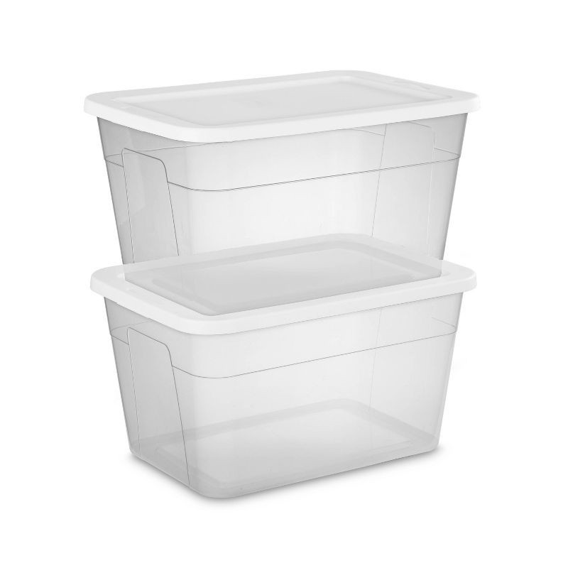 slide 12 of 13, 56qt Clear Storage Box with Lid White - Room Essentials™: Plastic, Portable, Stackable, Snap Closure, Utility Storage, 56 qt