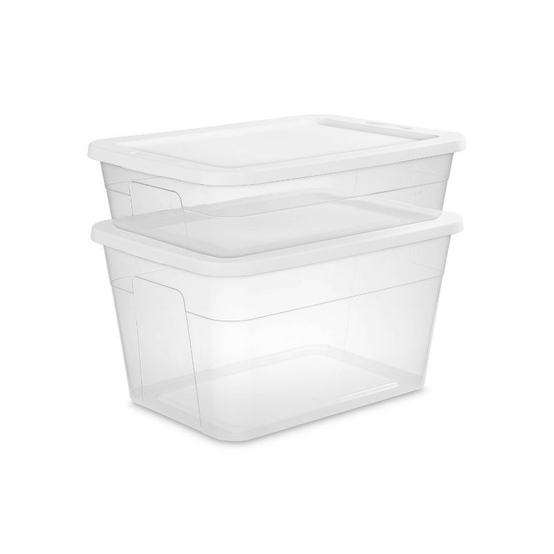 slide 13 of 13, 56qt Clear Storage Box with Lid White - Room Essentials™: Plastic, Portable, Stackable, Snap Closure, Utility Storage, 56 qt