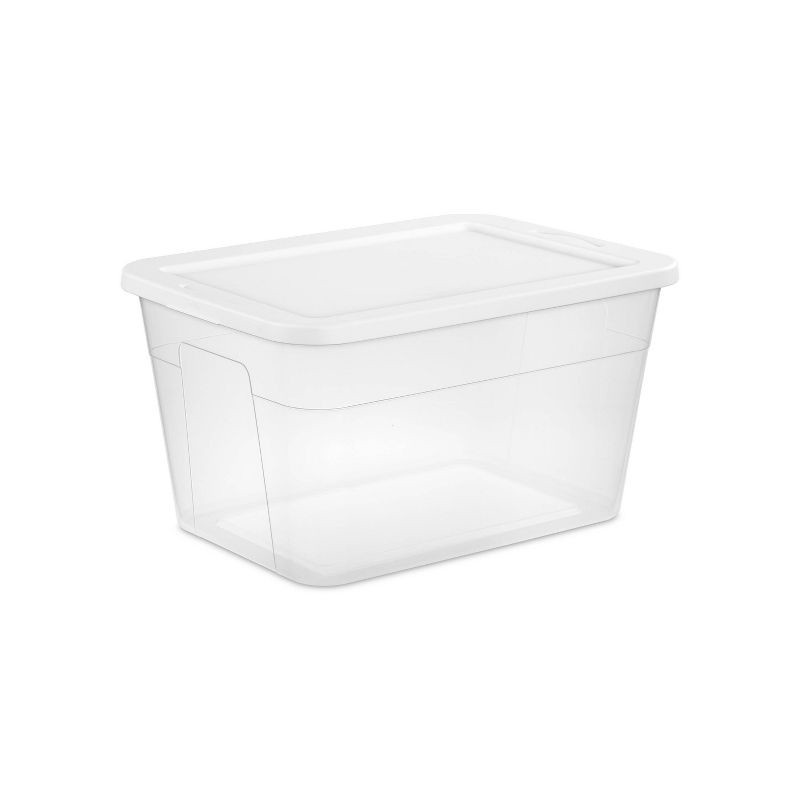 slide 1 of 13, 56qt Clear Storage Box with Lid White - Room Essentials™: Plastic, Portable, Stackable, Snap Closure, Utility Storage, 56 qt