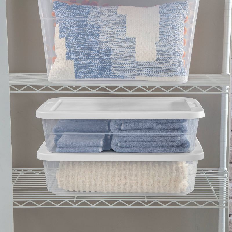 slide 3 of 13, 56qt Clear Storage Box with Lid White - Room Essentials™: Plastic, Portable, Stackable, Snap Closure, Utility Storage, 56 qt