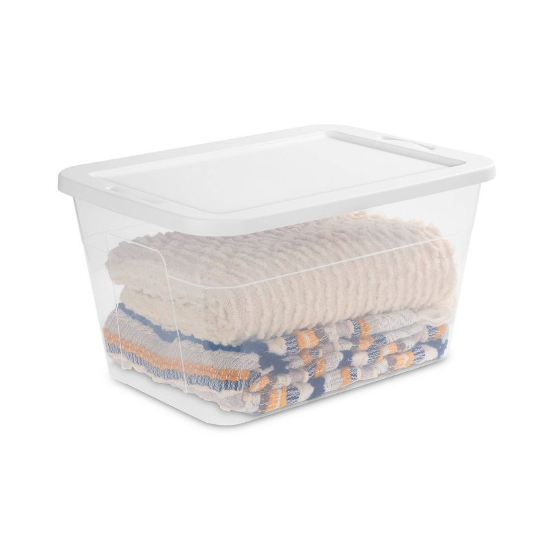 slide 8 of 14, 56qt Clear Storage Box with Lid White - Room Essentials™: Plastic, Portable, Stackable, Snap Closure, Utility Storage, 56 qt