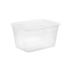 56qt Clear Storage Box with Lid White - Room Essentials™: Plastic, Portable, Stackable, Snap Closure, Utility Storage
