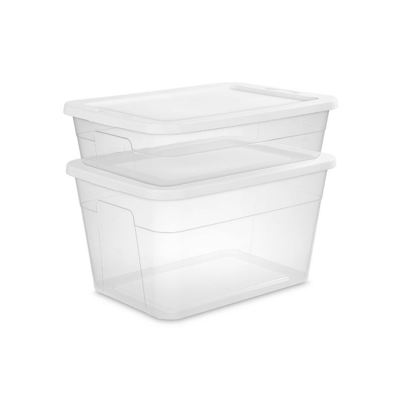 slide 12 of 12, 28qt Clear Under Bed Storage Box White - Room Essentials™: Portable, Lidded, Stackable Storage Container, Snap Closure, 28 qt