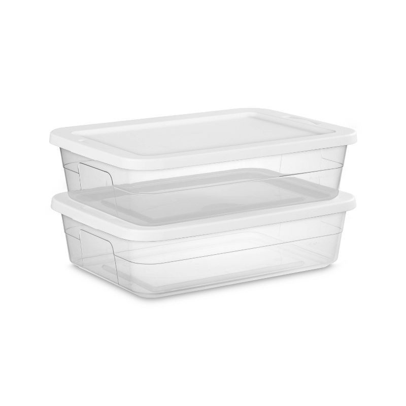 slide 4 of 12, 28qt Clear Under Bed Storage Box White - Room Essentials™: Portable, Lidded, Stackable Storage Container, Snap Closure, 28 qt