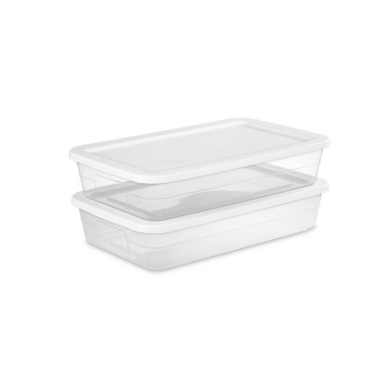 slide 13 of 14, 41qt Clear Under Bed Storage Box White - Room Essentials™: Portable, Lidded, Stackable, Snap Closure, 29.25"x18.25"x6", 41 qt