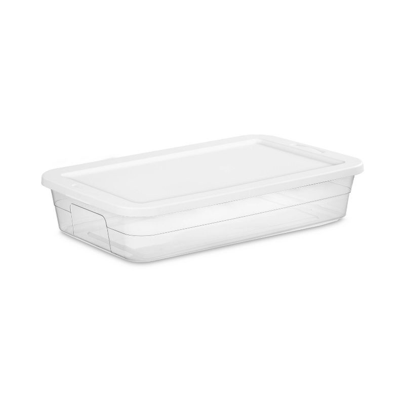 slide 1 of 13, 41qt Clear Under Bed Storage Box White - Room Essentials™: Portable, Lidded, Stackable, Snap Closure, 29.25"x18.25"x6", 41 qt