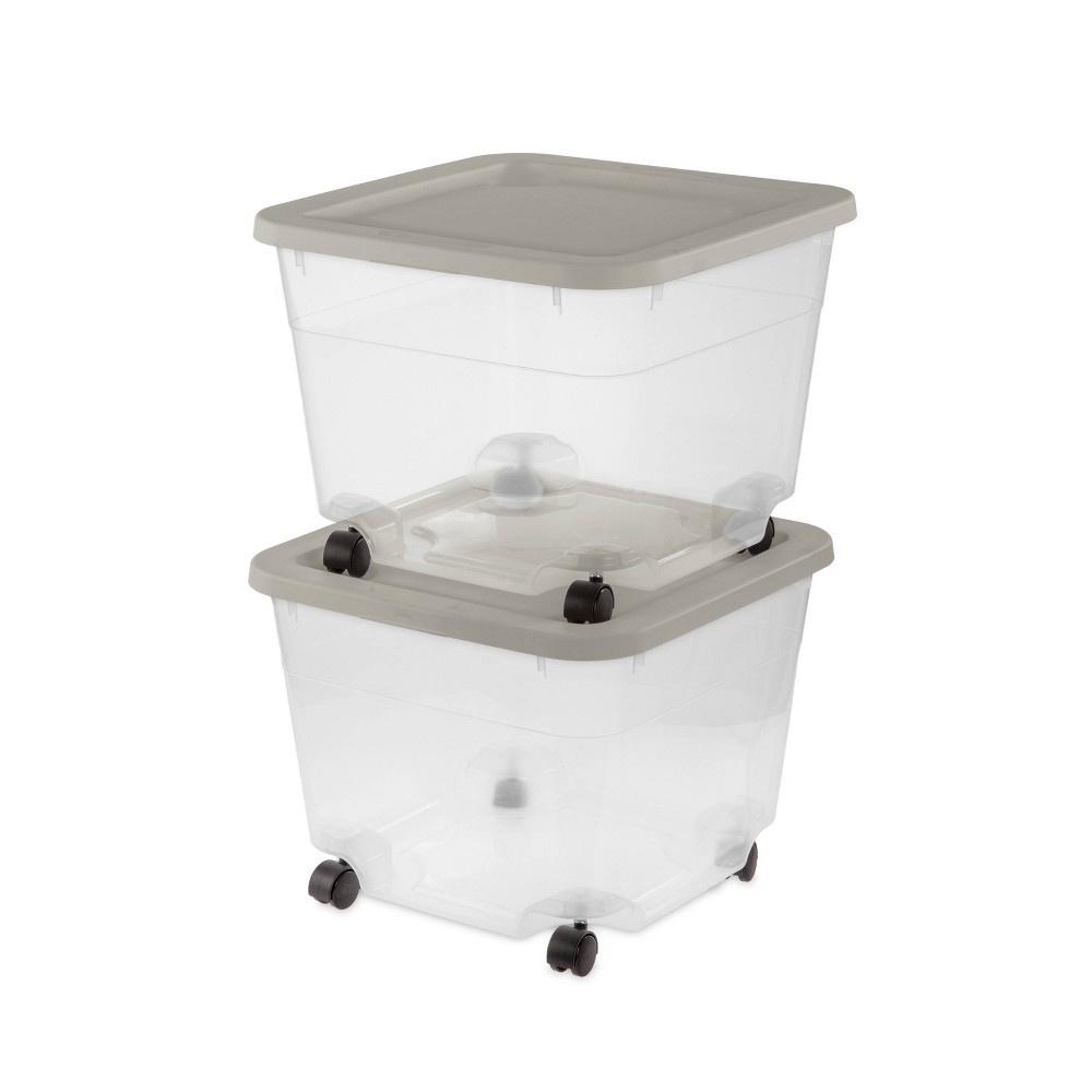 Wheeled 50qt Storage Box Shallow Blue - Room Essentials 50 qt