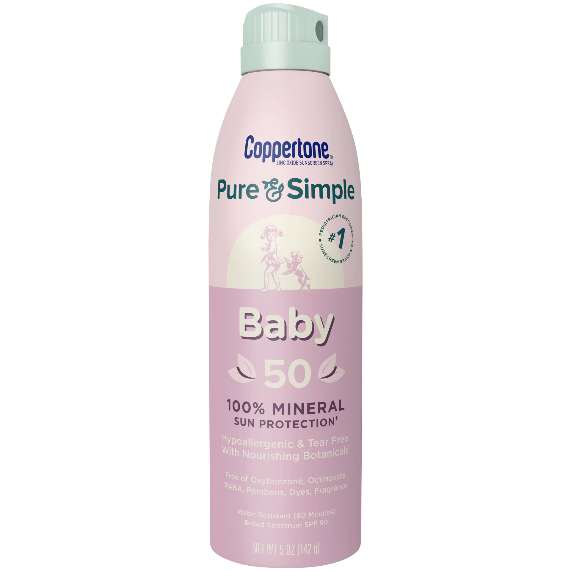 slide 1 of 4, Coppertone Pure & Simple Baby Sunscreen Spray - SPF 50 - 5oz, 50 ct; 5 oz