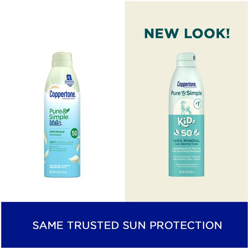 slide 2 of 10, Coppertone Pure & Simple Kid's Sunscreen Spray - SPF 50 - 5oz, 0 x 5 oz