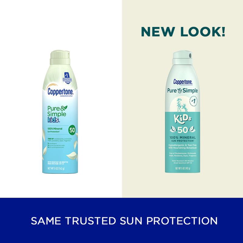 slide 14 of 14, Coppertone Pure & Simple Kid's Sunscreen Spray - SPF 50 - 5oz, 50 ct; 5 oz