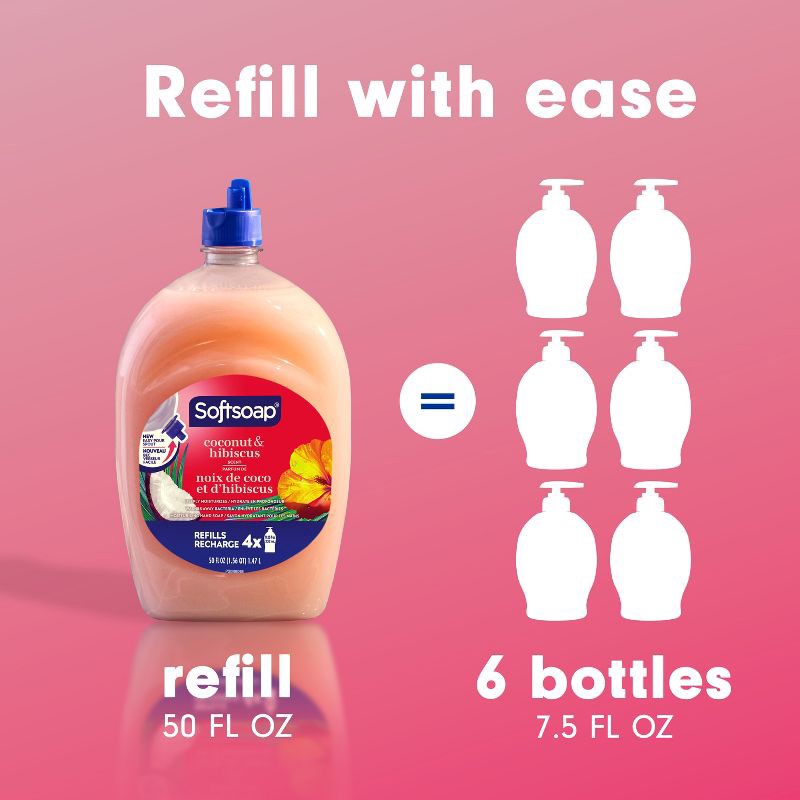 slide 7 of 17, Softsoap Moisturizing Liquid Hand Soap Refill - Coconut & Hibiscus - 50 fl oz, 50 fl oz