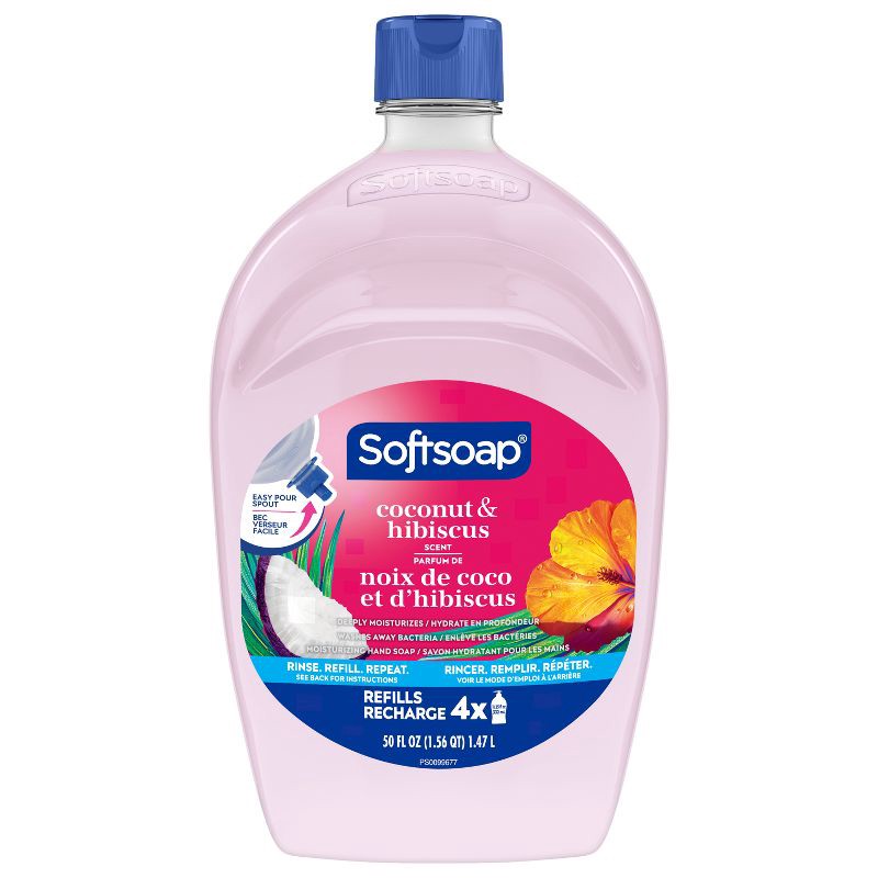 slide 10 of 13, Softsoap Moisturizing Liquid Hand Soap Refill - Coconut & Hibiscus - 50 fl oz, 50 fl oz